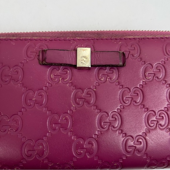 GUCCI Guccissima Signature Bowy Zip Around Wallet Peonia Flower - Picture 3 of 16